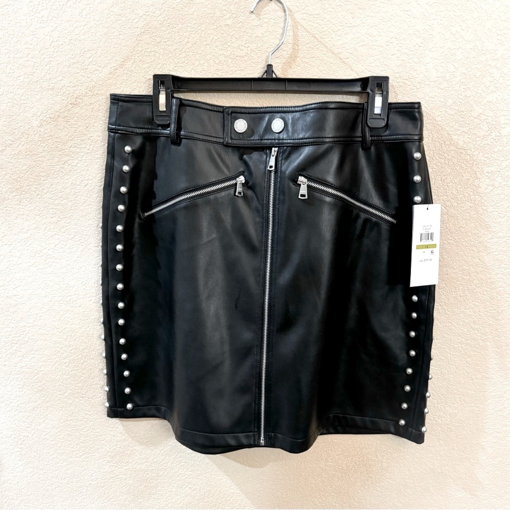 DKNY Faux-Leather Mini Skirt NWT size 32/14